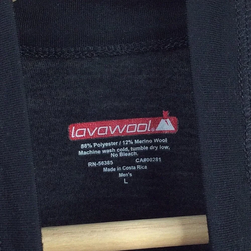 Gordini Lavawool 1/4 Zip Pullover Shirt Large Black Merino Wool Blend Base Layer